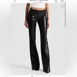 Alice + Olivia SILVER Flare Leather Pants